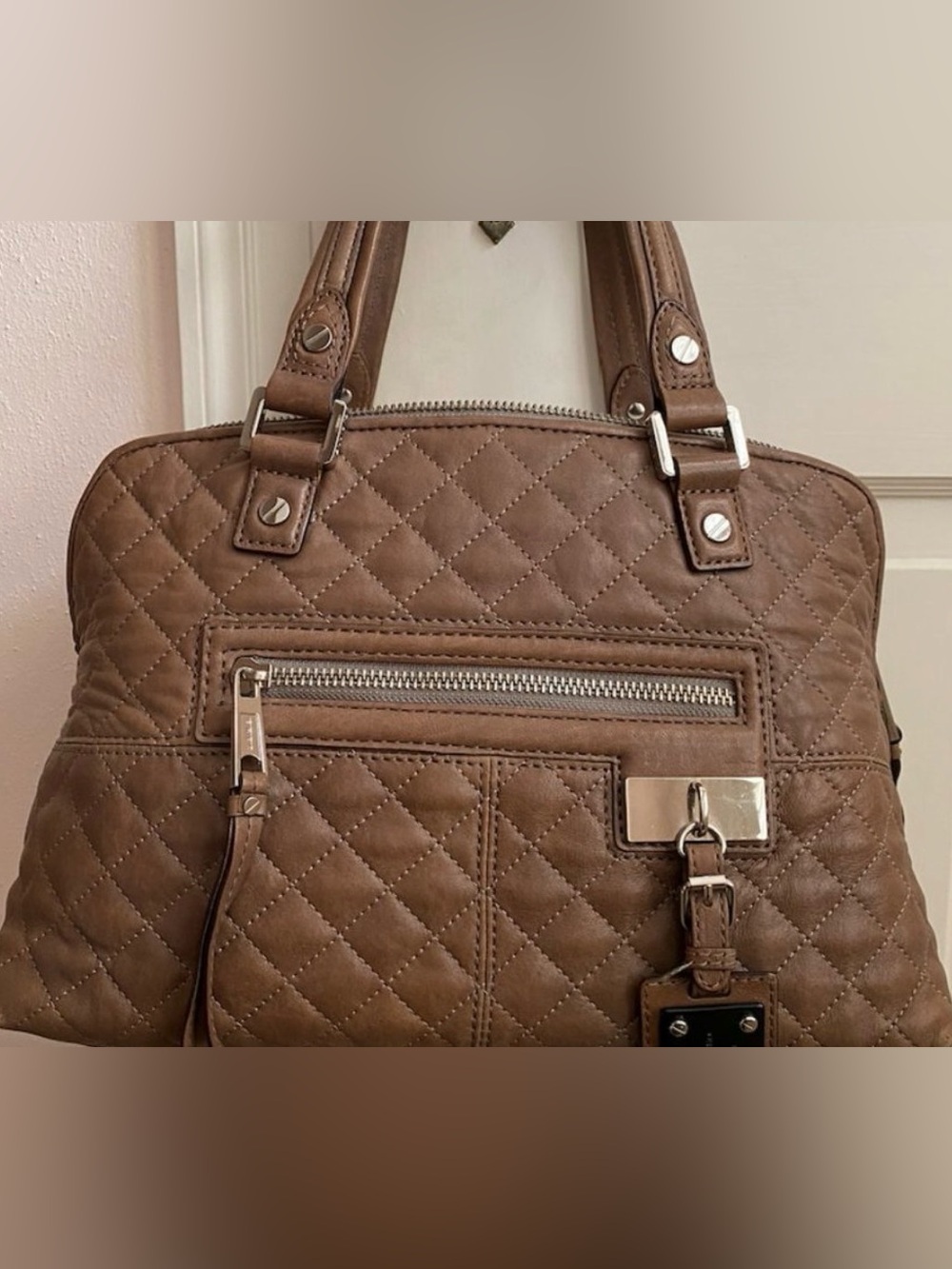LAMB Quilted Leather Tan Tote Handbag